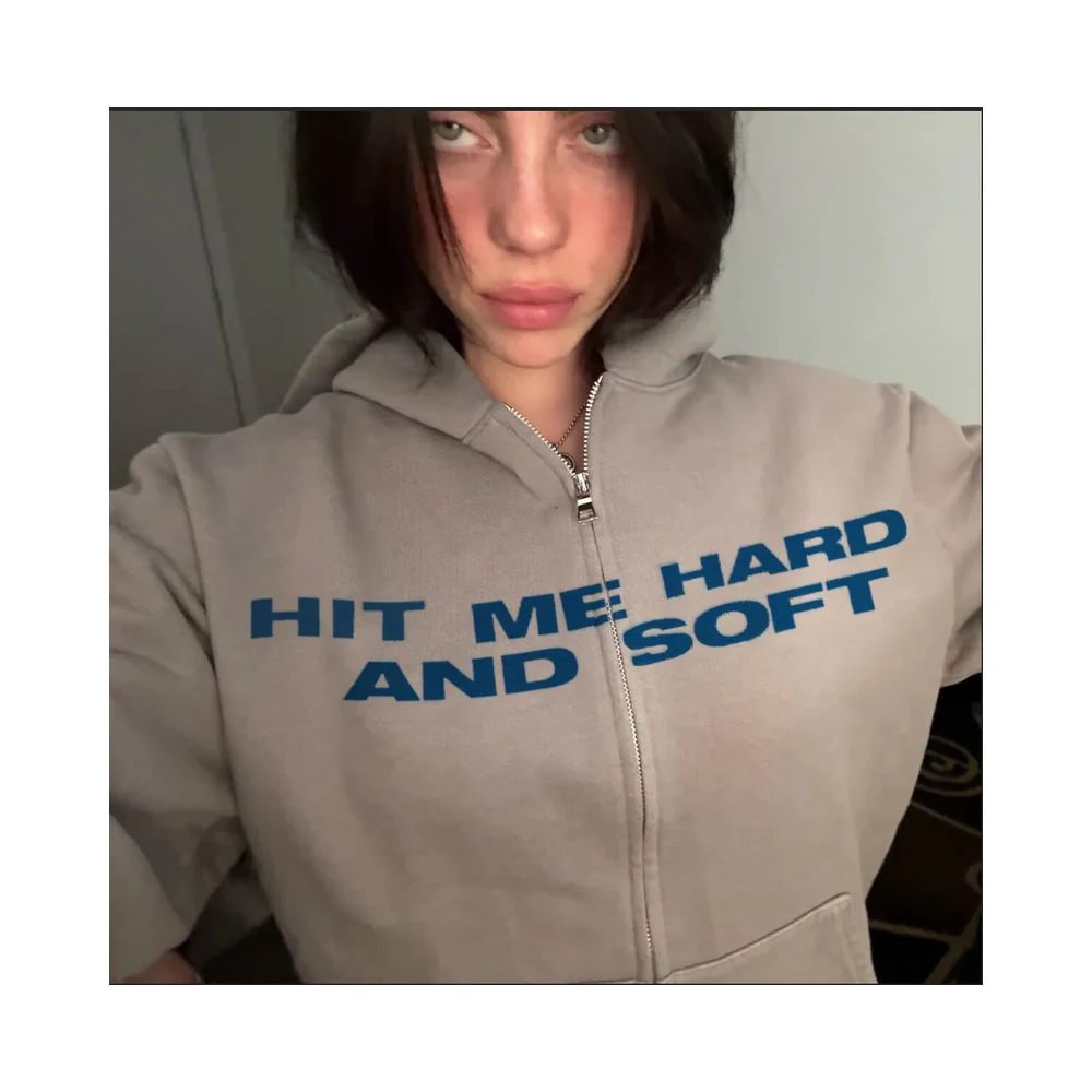 HIT ME HARD AND SOFT Hoodie zippé gris