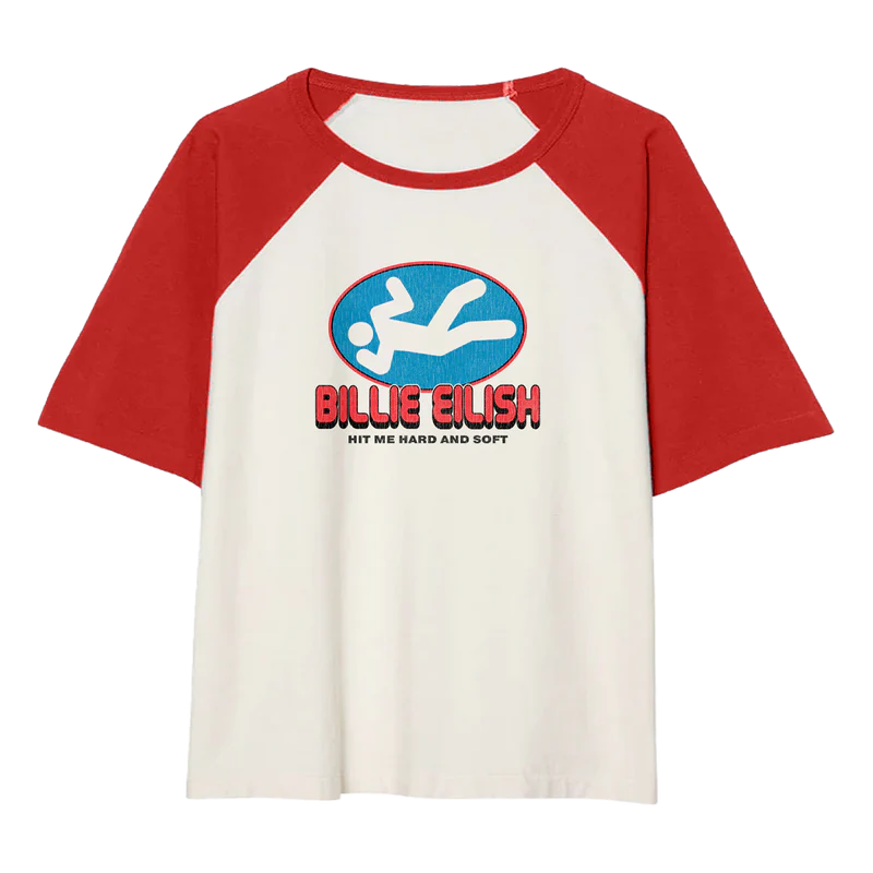 RED AND WHITE RAGLAN DROP SLEEVE TEE