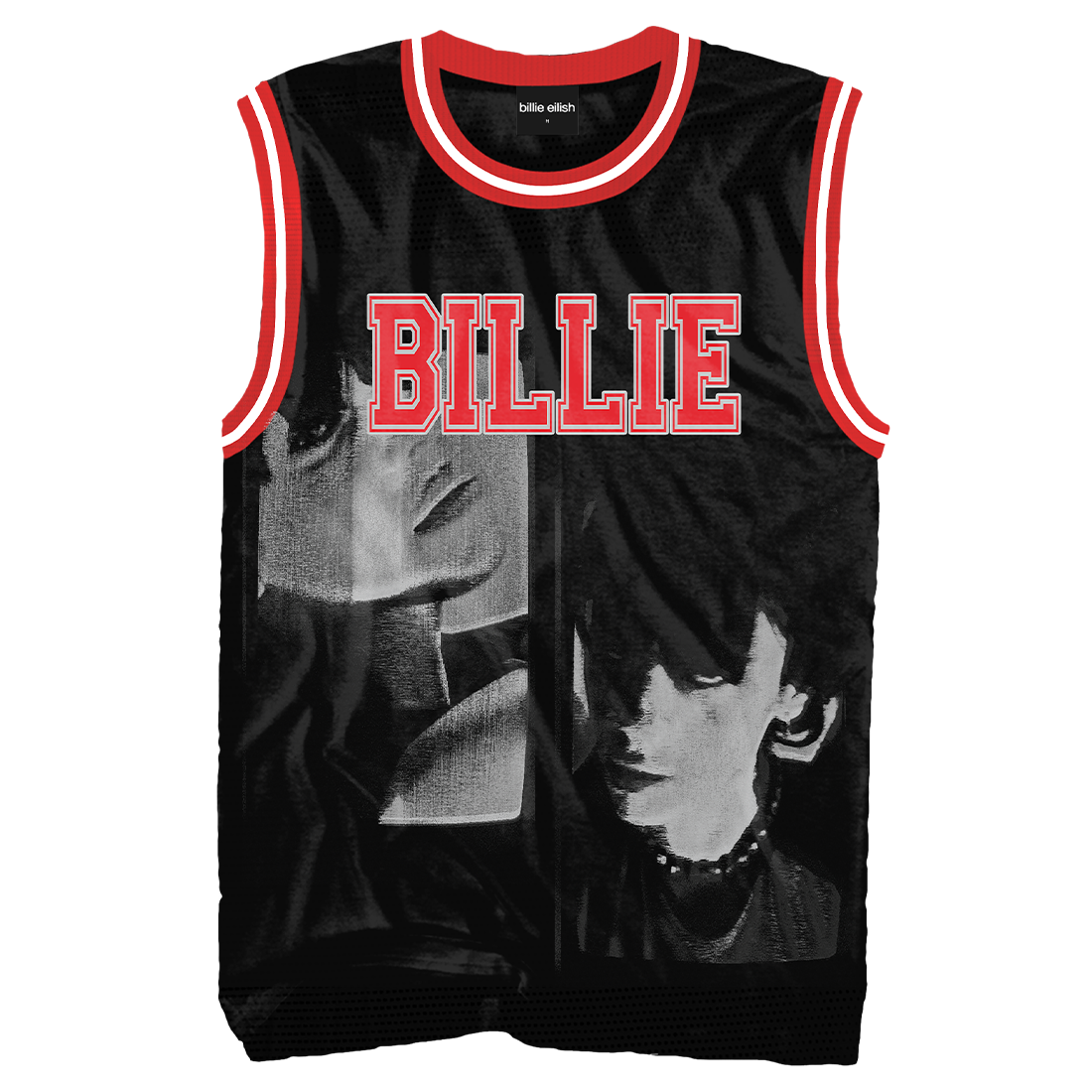 BILLIE EILISH MAILLOT ROUGE ET NOIR