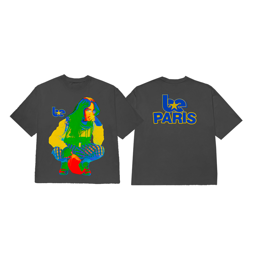 COLOR POP PARIS WASHED BLACK T-SHIRT