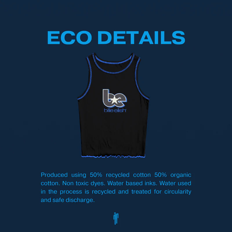 BE CONTRAST LETTUCE EDGE TANK