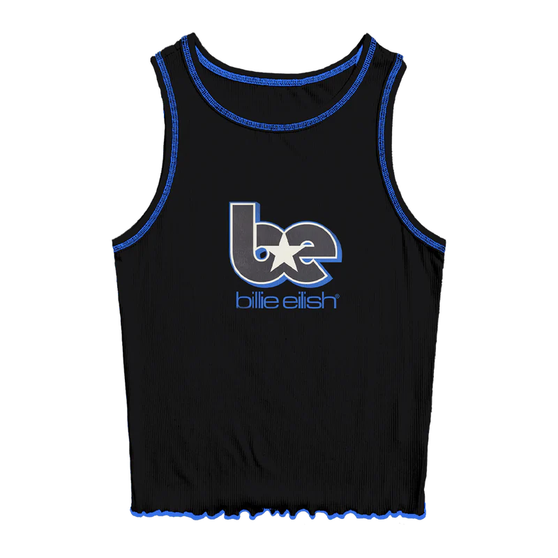 BE CONTRAST LETTUCE EDGE TANK